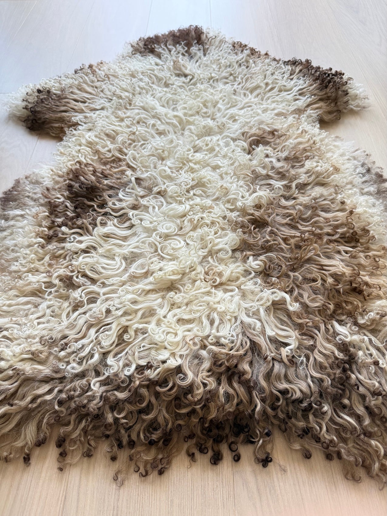 Ljusbrunt Melerat Lammskinn - Lockigt (Nr120)