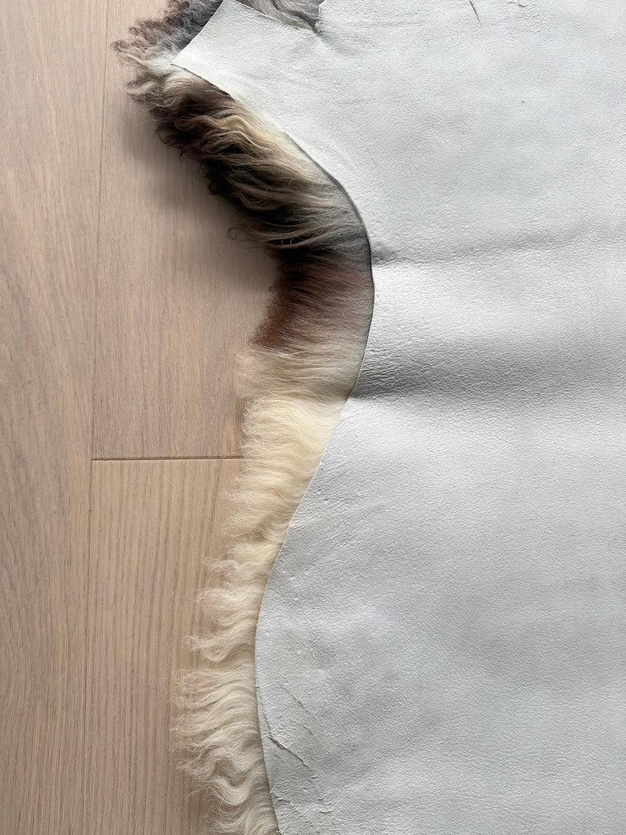 Vitt Lammskinn med Mörkbruna Partier (Nr21)