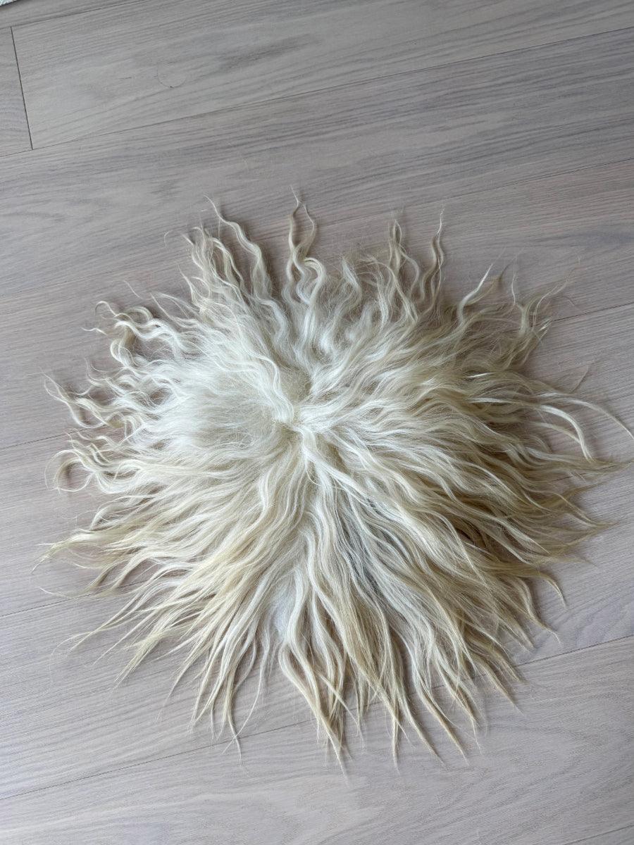Fårskinn Sittdyna Vitt/Beige Långhårig (Nr217)