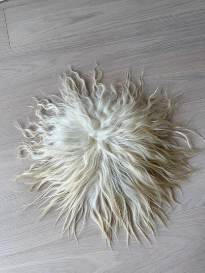 Fårskinn Sittdyna Vitt/Beige Långhårig (Nr217)